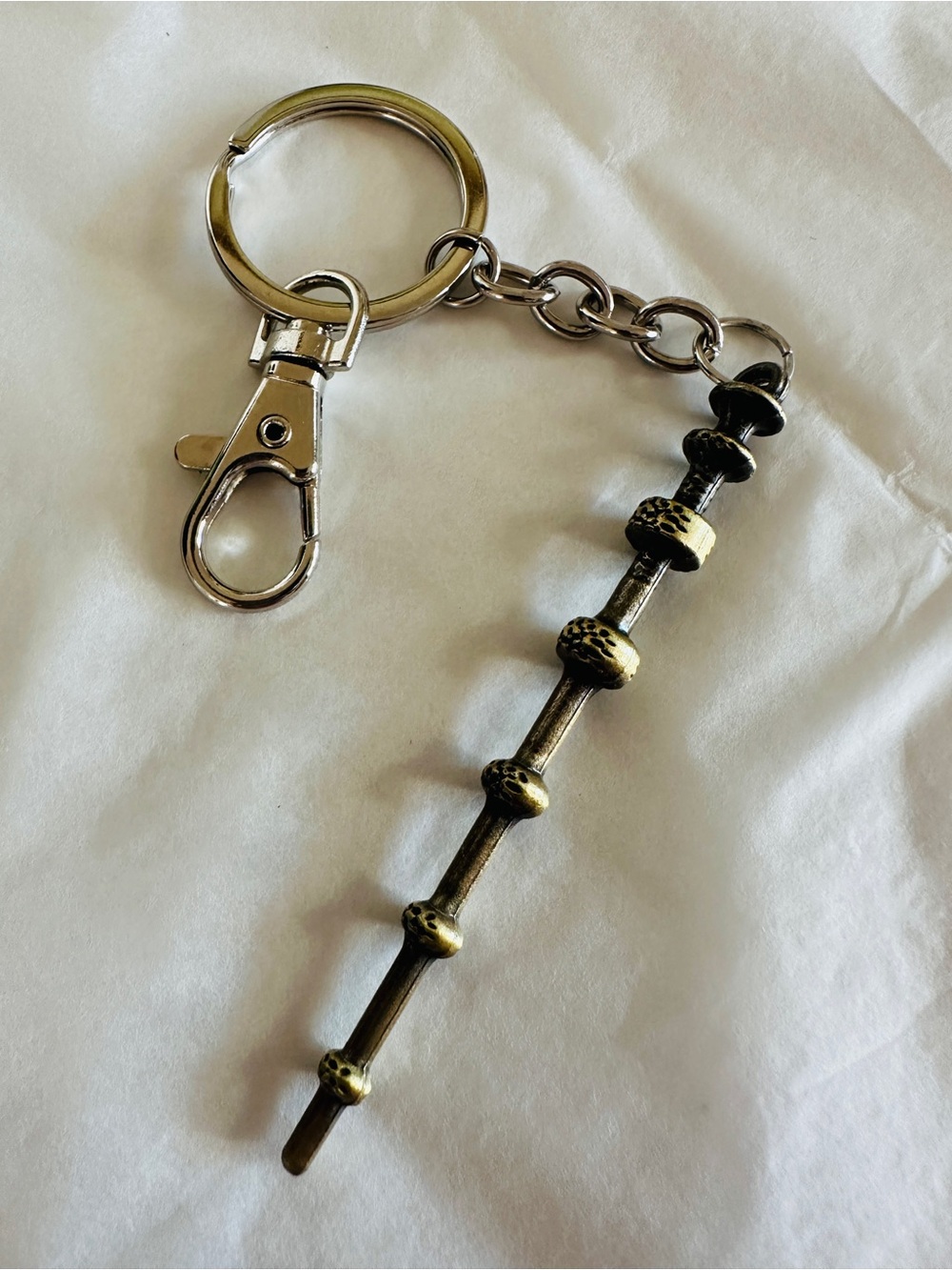 Dumbledore’s Wand Keychain Charm- Gold & Silver Tone Harry Potter